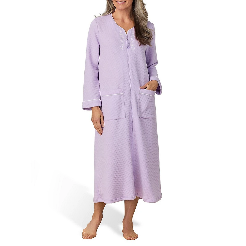 Peignoir en tricot texturé avec fermeture éclair sur le devant