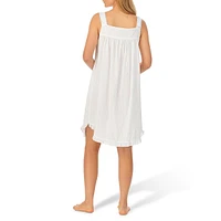 Cotton Dobby Stripe Short Sleeveless Nightgown