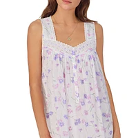 Floral-Print Lawn Sleeveless Midi Nightgown