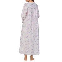 Floral-Print Lawn Maxi-Length Nightgown