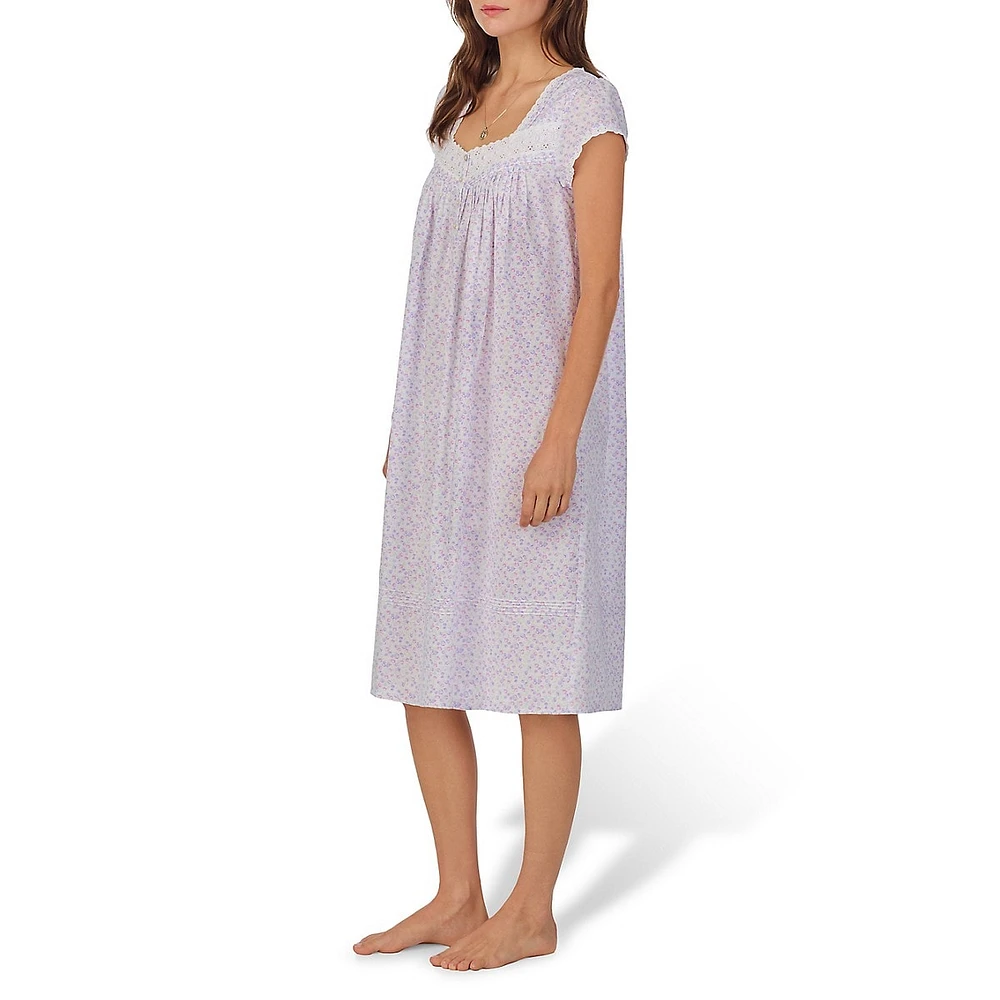 Floral-Print Cap-Sleeve Nightgown