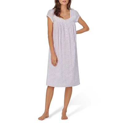 Floral-Print Cap-Sleeve Nightgown