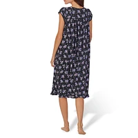 Floral-Print Cap-Sleeve Waltz Nightgown