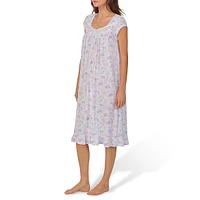 Floral-Print Cap-Sleeve Waltz Nightgown