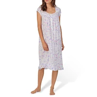 Floral-Print Cap-Sleeve Waltz Nightgown