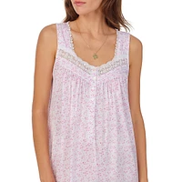 Floral-Print Sleeveless Ballet Nightgown