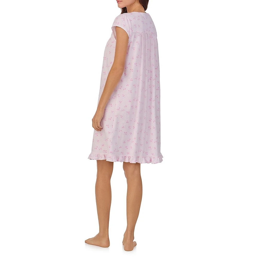 Floral-Print Jersey Short Nightgown