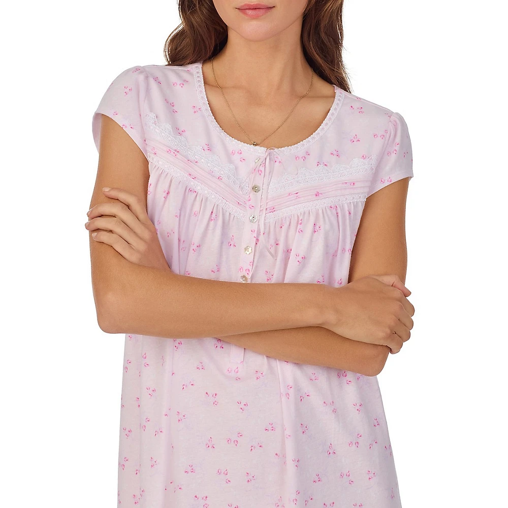 Floral-Print Jersey Short Nightgown