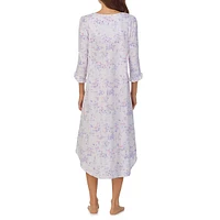 Floral-Print Jersey Midi Nightgown