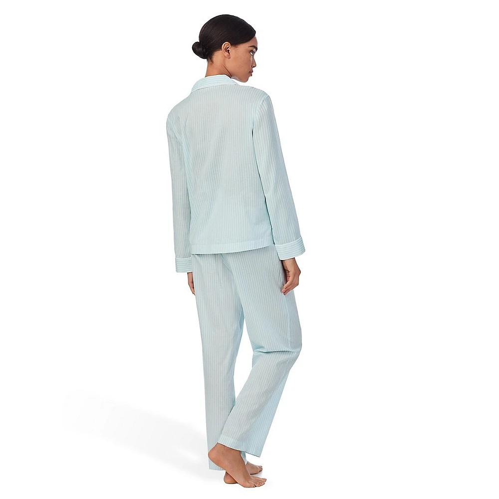 2-Piece Notch-Collar Shirt & Long Pants Pyjama Set