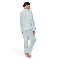 2-Piece Notch-Collar Shirt & Long Pants Pyjama Set