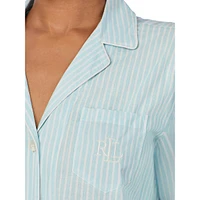 2-Piece Notch-Collar Shirt & Long Pants Pyjama Set