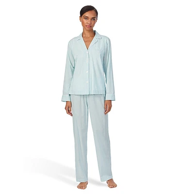 2-Piece Notch-Collar Shirt & Long Pants Pyjama Set