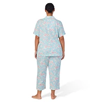 Plus Ensemble pyjama tricoté 2 pièces avec chemise à manches courtes et pantalon court