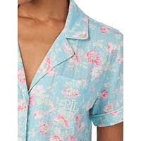 2-Piece Short-Sleeve Shirt & Cropped Pants Knit Pyjama Set