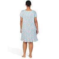 Plus Chemise de nuit à double volants et col trou serrure