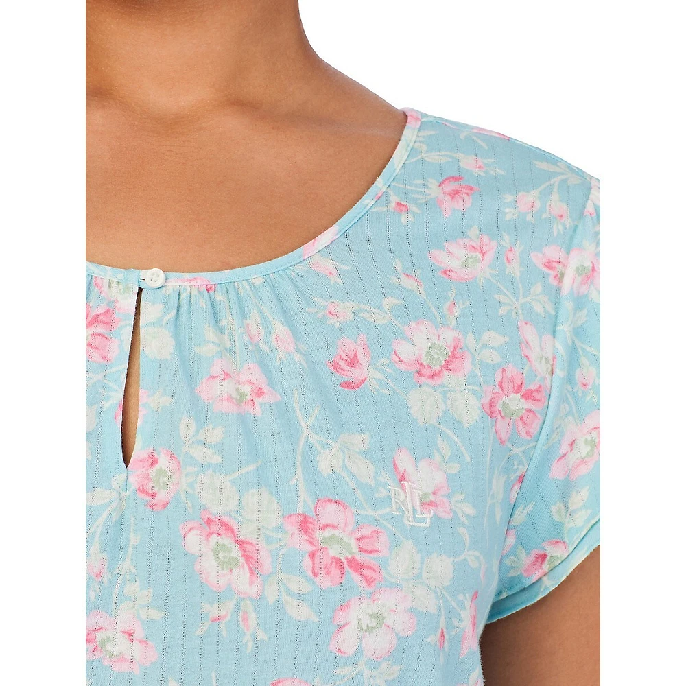 Plus Chemise de nuit à double volants et col trou serrure