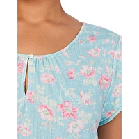 Plus Chemise de nuit à double volants et col trou serrure