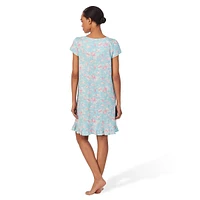 Double Flutter-Sleeve Keyhole Neck Nightgown