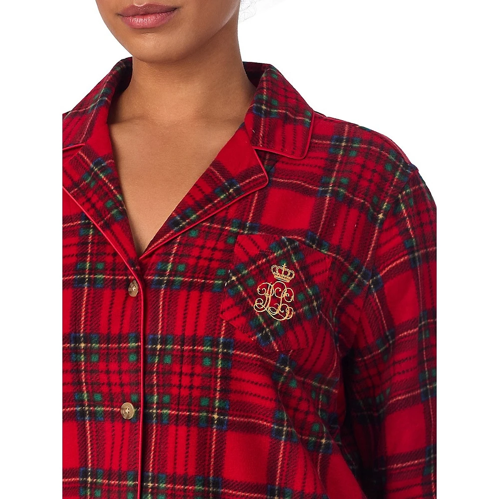 Plus Classic Plaid Fleece 2-Piece Pyjama Set