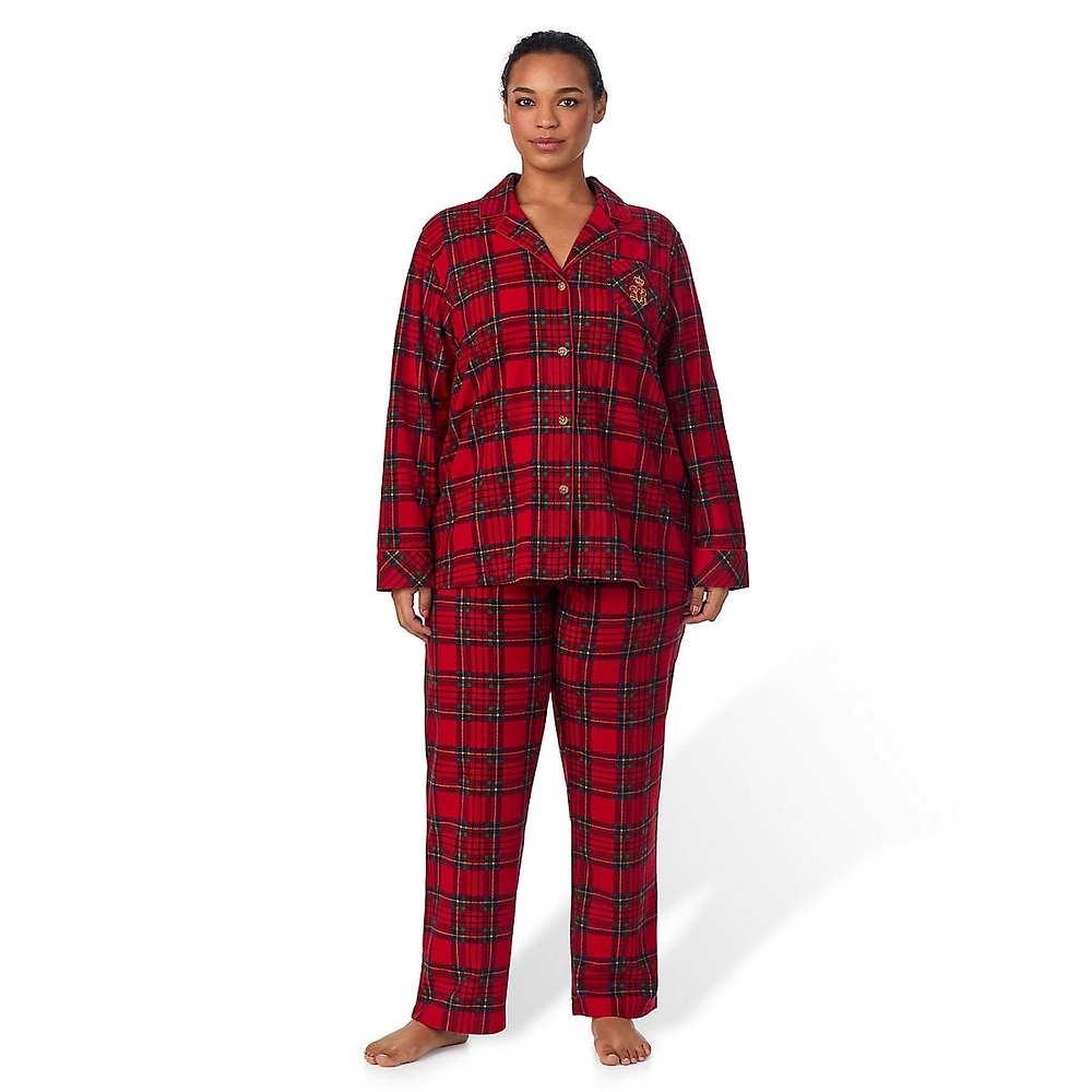 Plus Classic Plaid Fleece 2-Piece Pyjama Set