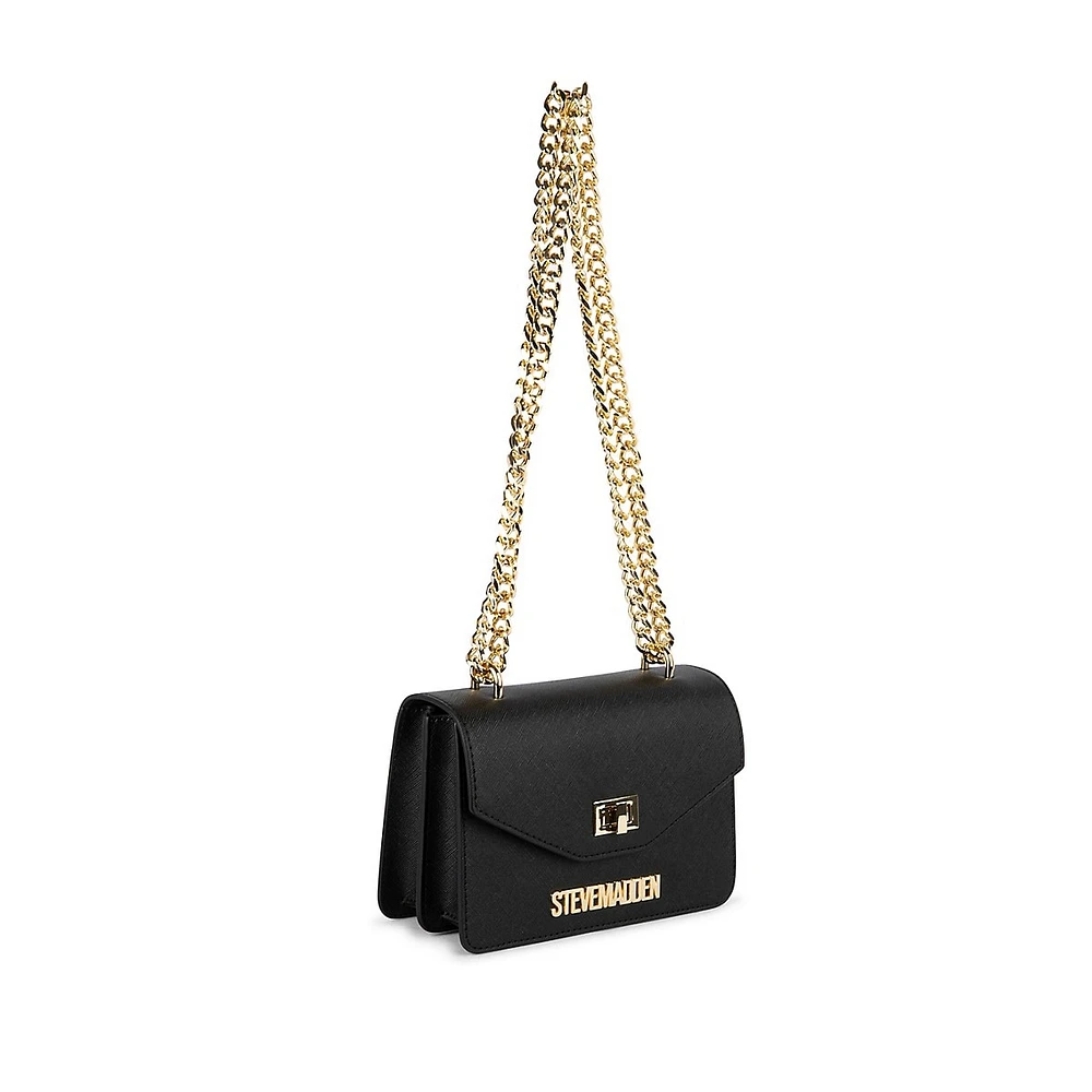 Chain-Strap Turnlock Crossbody Bag