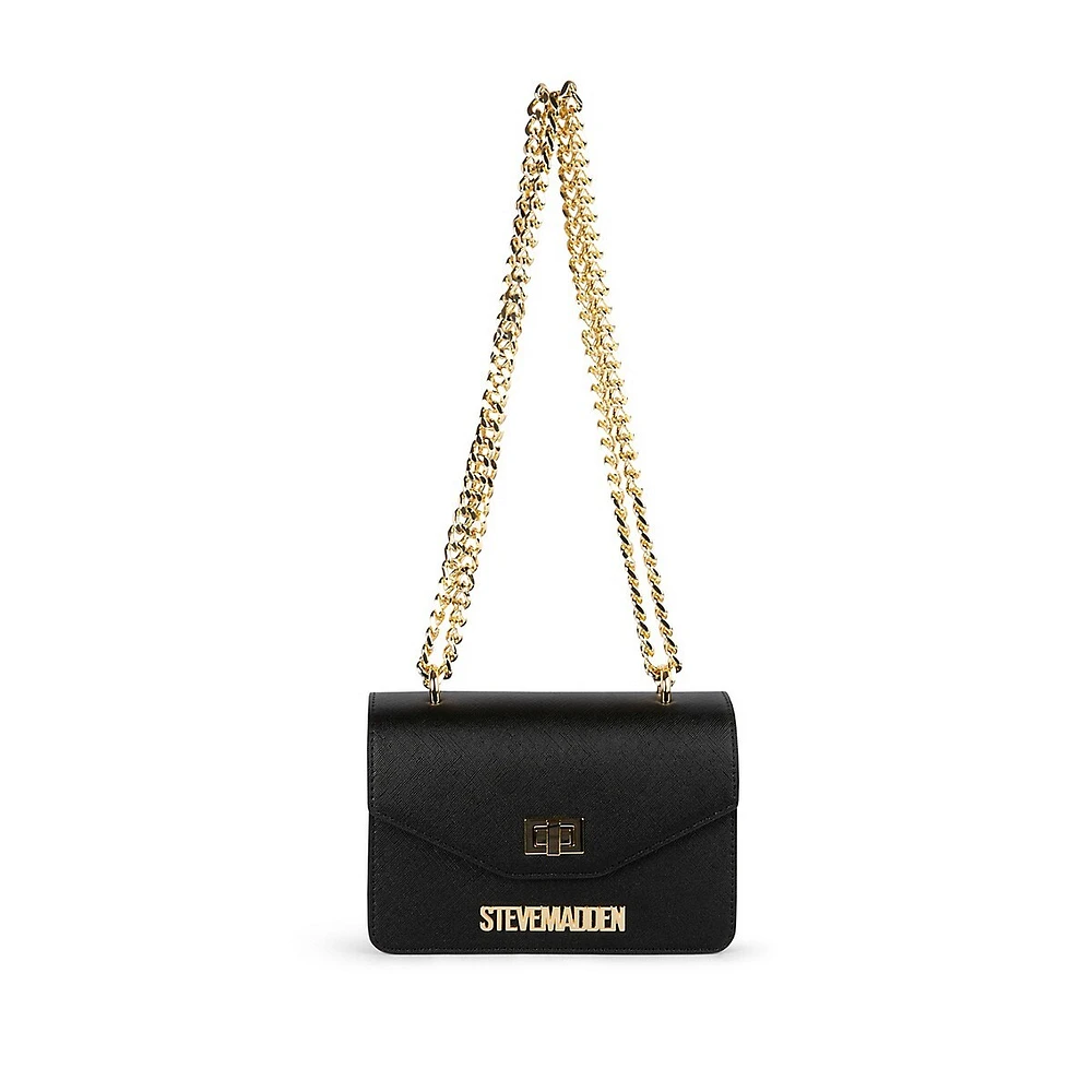 Chain-Strap Turnlock Crossbody Bag