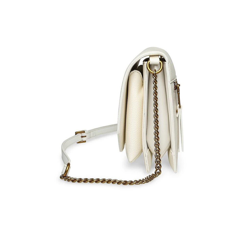 Bleading Pebbled Chain Crossbody Bag