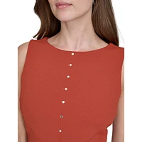 Starburst-Seamed Sleeveless Scuba Crepe Sheath Dress