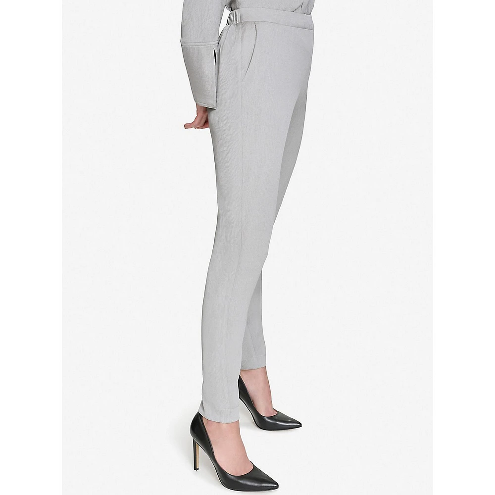 Hammered Twill Straight-Leg Dress Pants