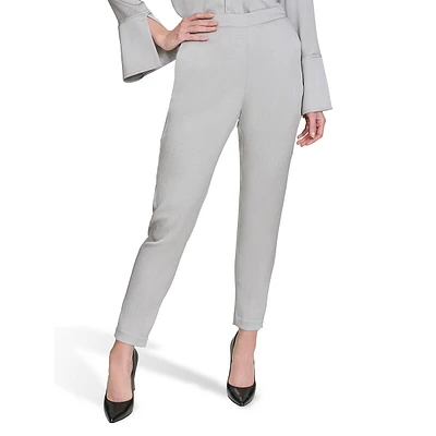 Hammered Twill Straight-Leg Dress Pants