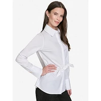 Knotted-Front Poplin Shirt