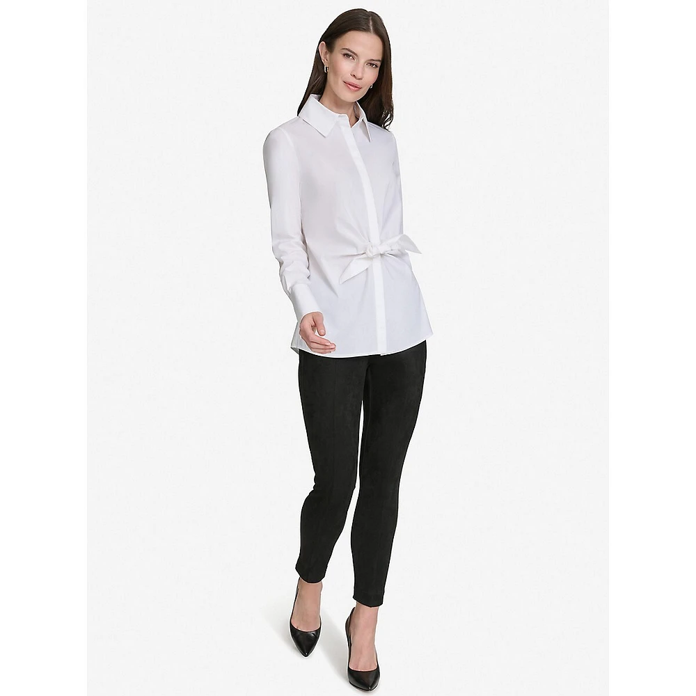 Knotted-Front Poplin Shirt