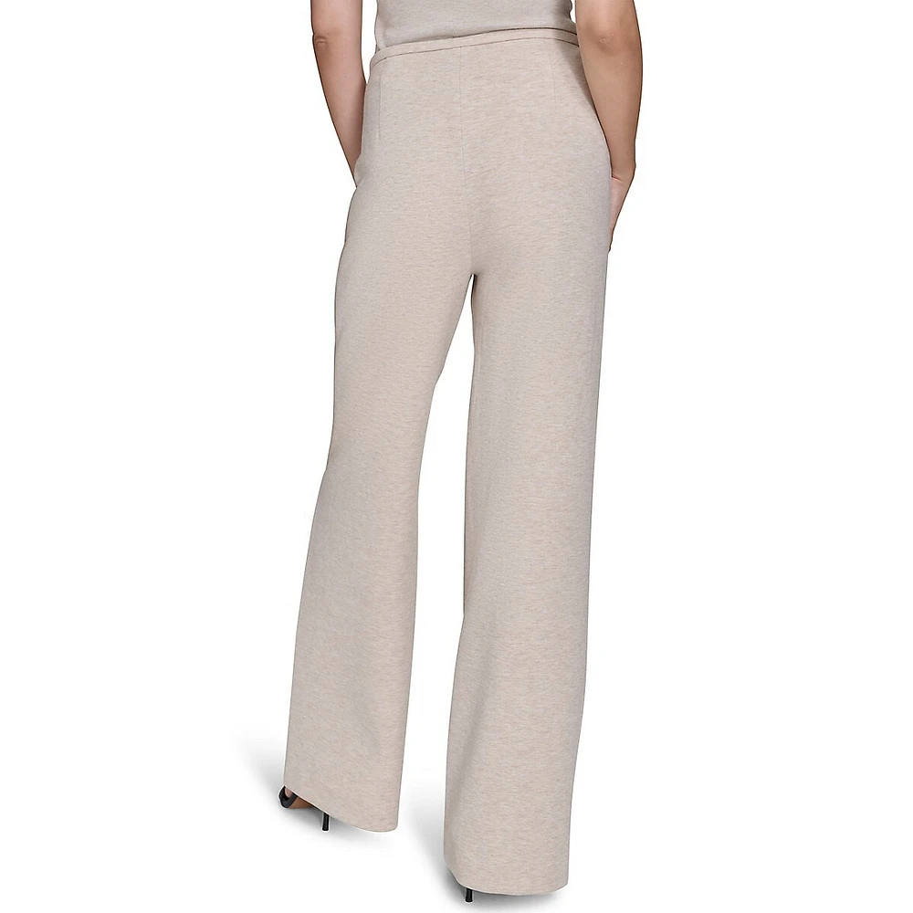 Wide-Leg Mélange Ponte Pants