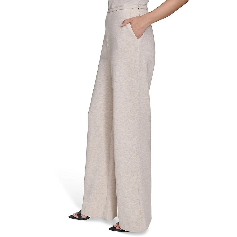 Wide-Leg Mélange Ponte Pants