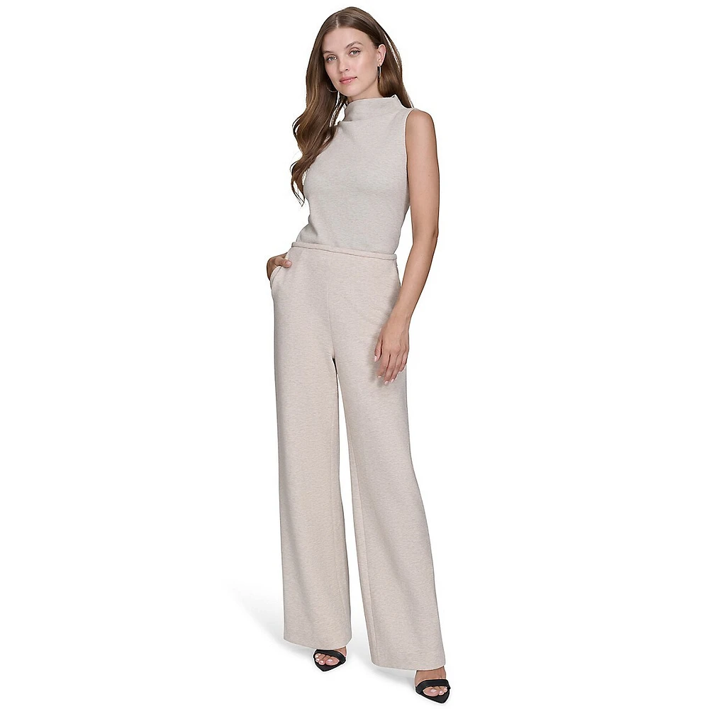 Wide-Leg Mélange Ponte Pants