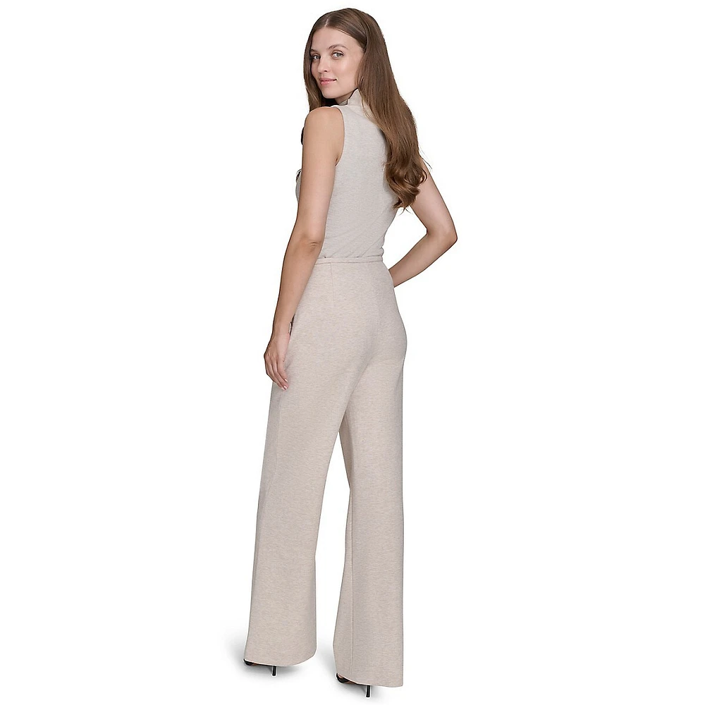 Wide-Leg Mélange Ponte Pants