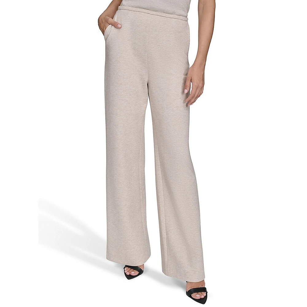 Wide-Leg Mélange Ponte Pants