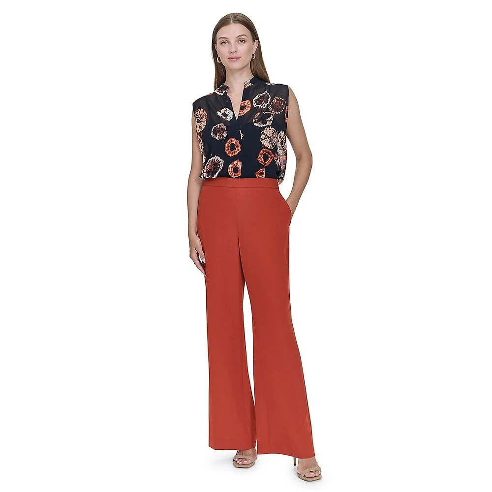 Plus Twill Wide-Leg Dress Pants