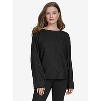 Cloque Dolman-Sleeve Crinkle Top