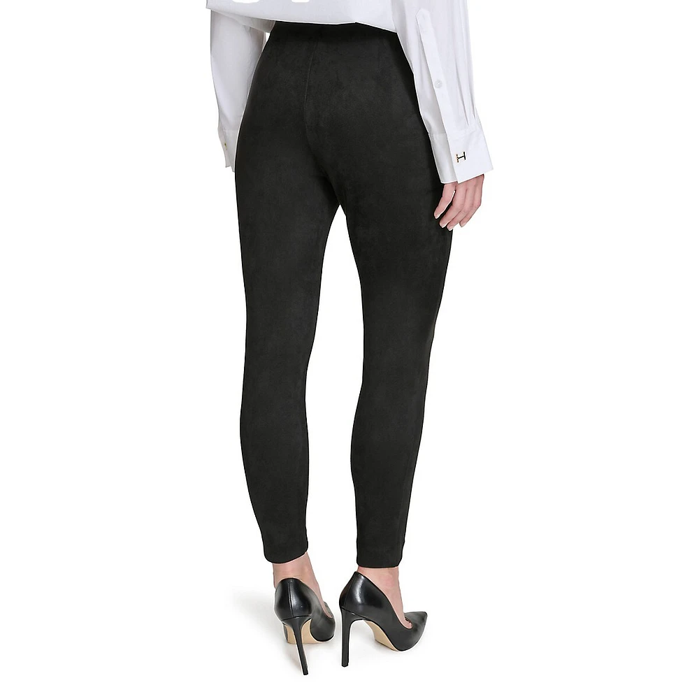 Plus Scuba Suede Skinny-Leg Pants