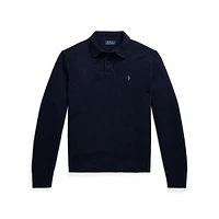 Wool-Cashmere Polo-Collar Sweater