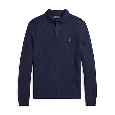 Wool-Cashmere Polo-Collar Sweater