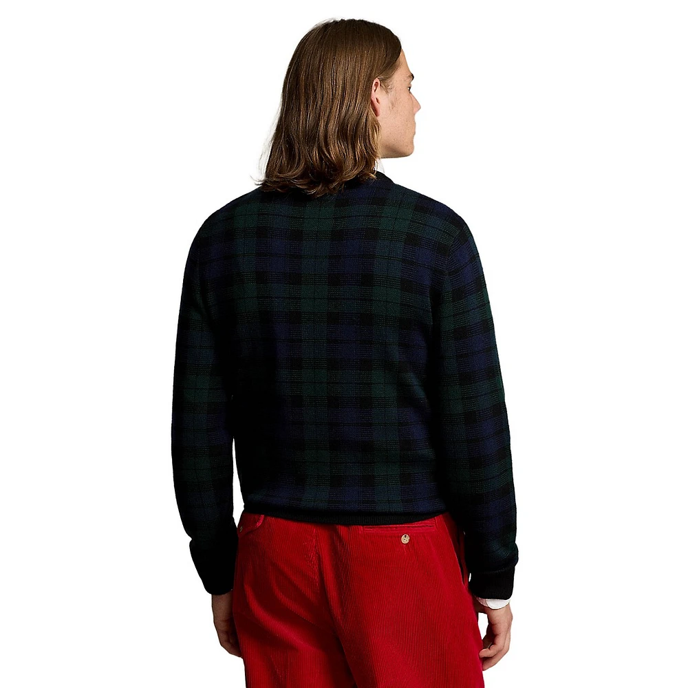 Plaid Washable Wool Sweater