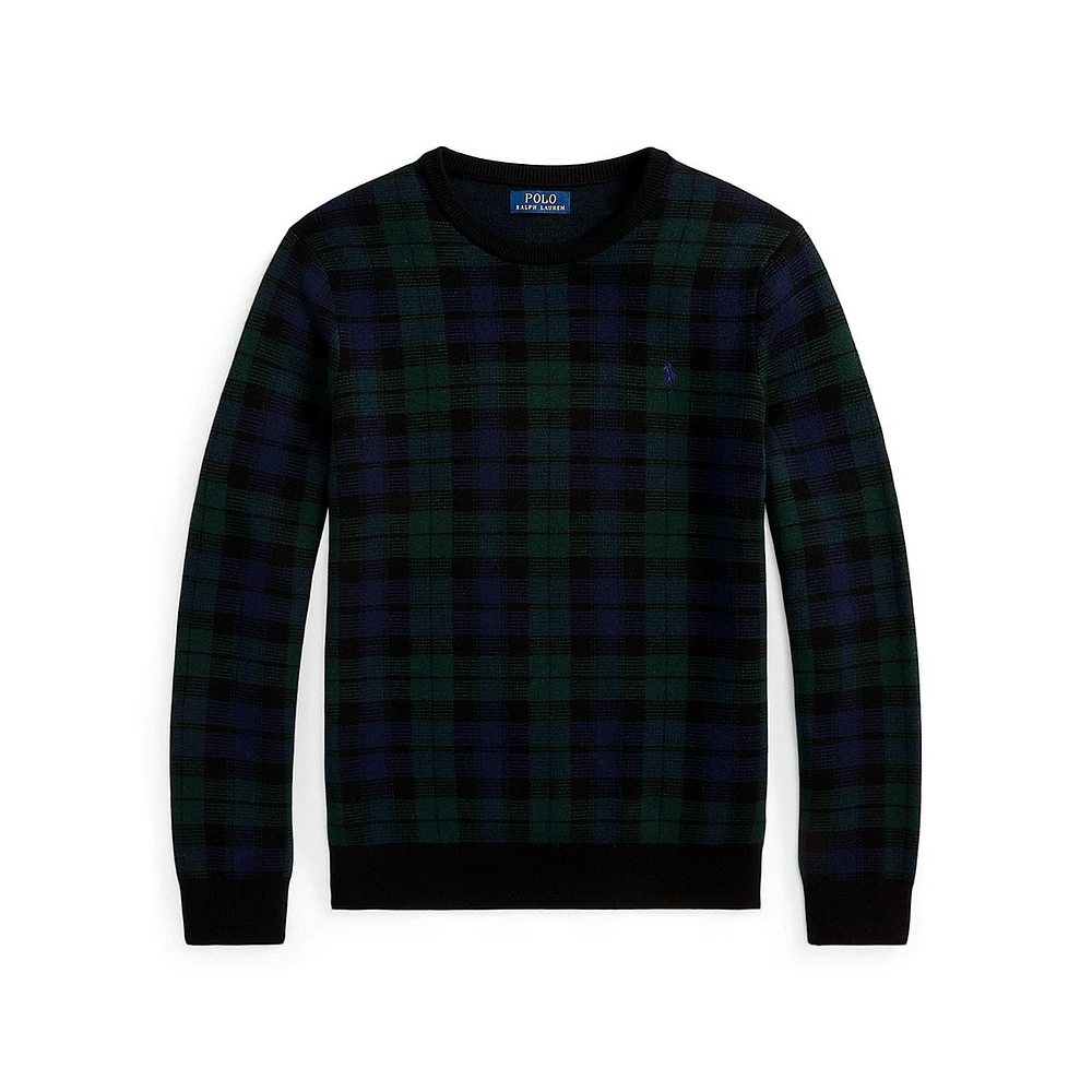 Plaid Washable Wool Sweater