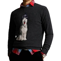 Dog-Intarsia Cashmere Sweater