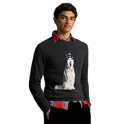 Dog-Intarsia Cashmere Sweater