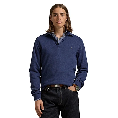 Luxury Jersey Long-Sleeve Polo Shirt