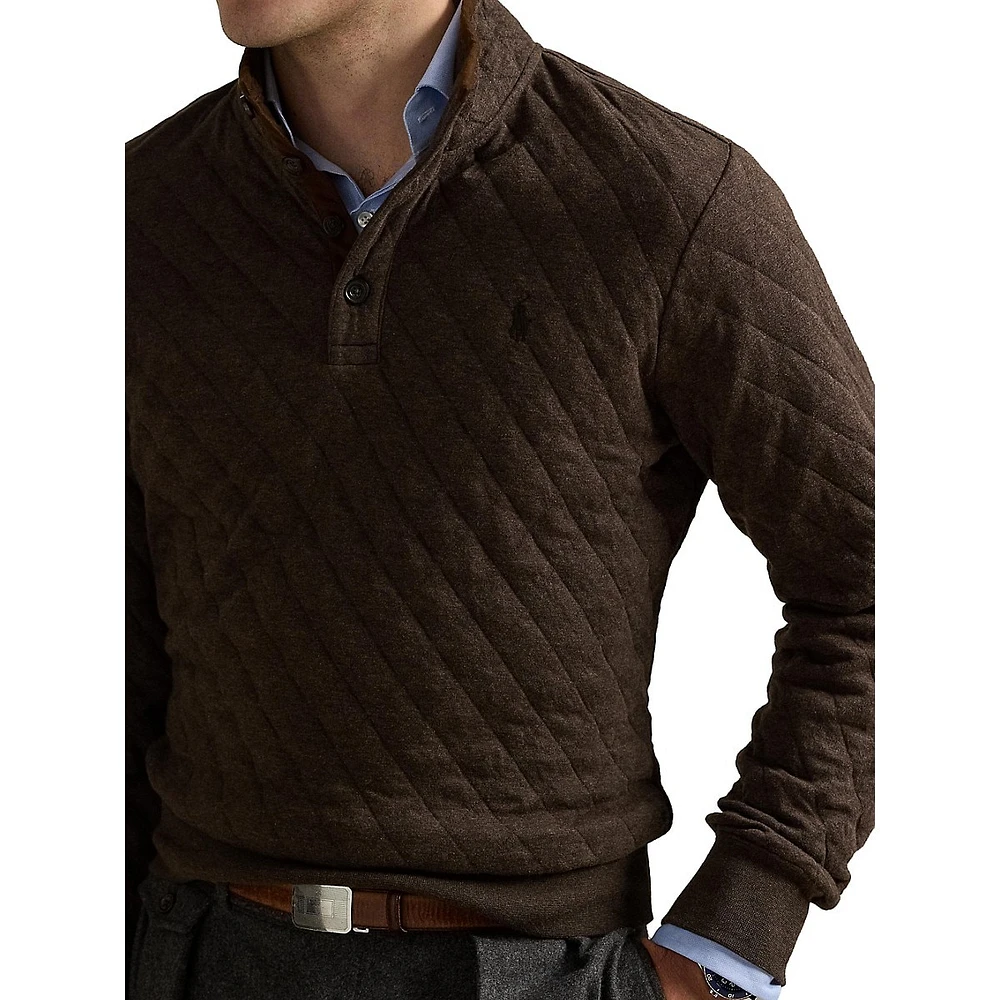 Quilted Double-Knit Jersey Pullover