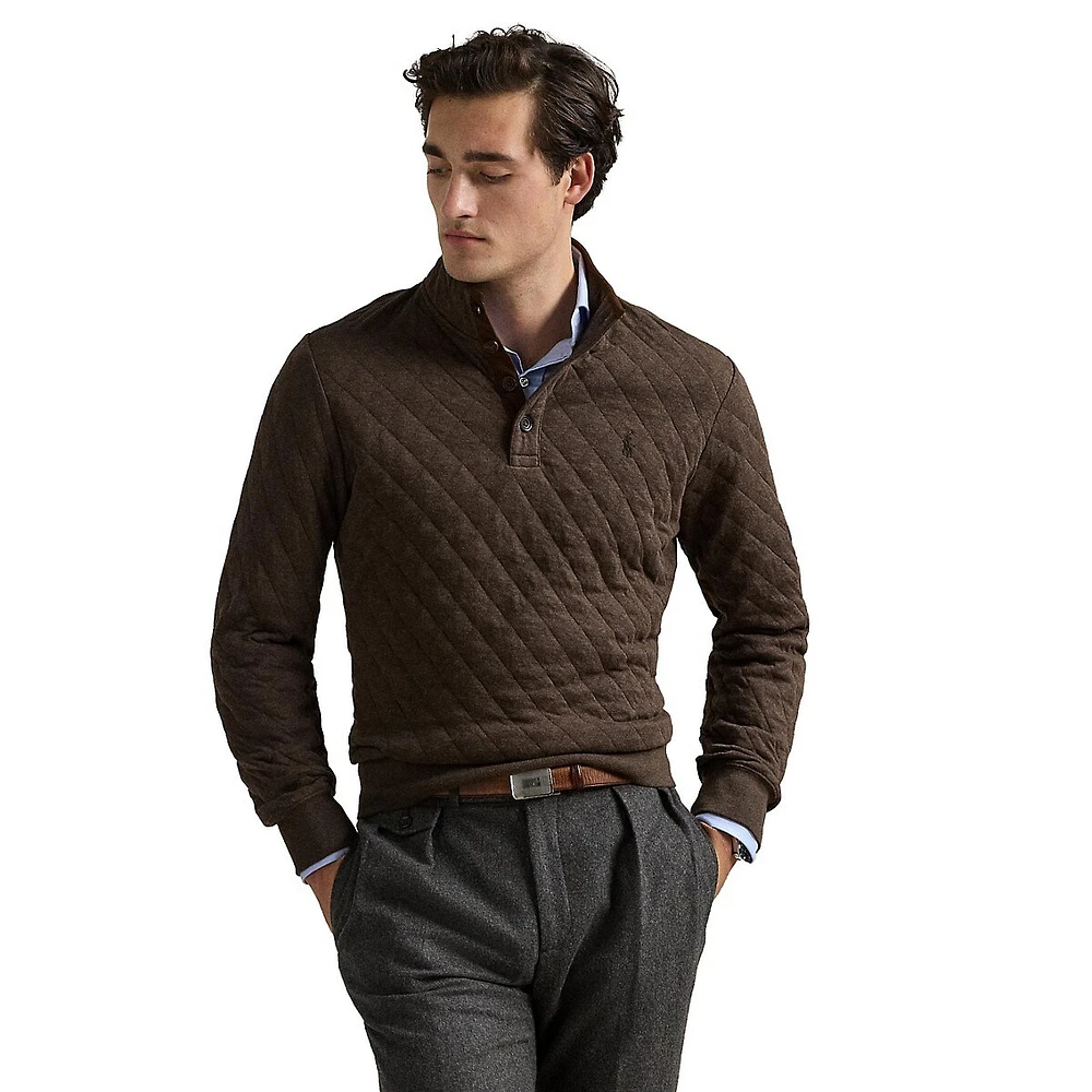 Quilted Double-Knit Jersey Pullover